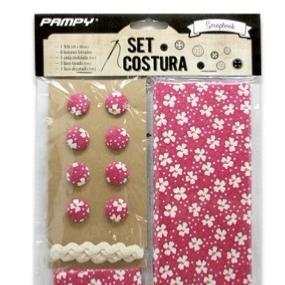 Set de Tela y accesorios para scrapbooking Franbuesa