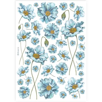 Papel de Arroz flor azul Stamperia A-4 
