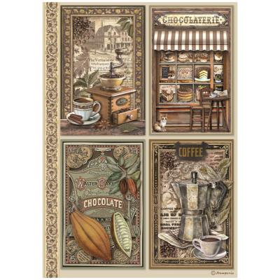  Papel Arroz   Stamperia A-4 coffee and chocolate 4 tarjetas