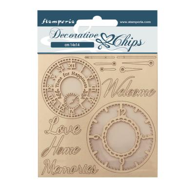 Decorative Chips Stamperia 14x14  cms. Create happines welcome home relojes