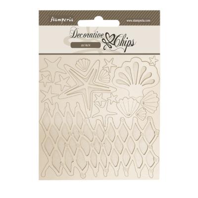 Decorative Chips 14x14 cms Stamperia Silent Sea shells and net
