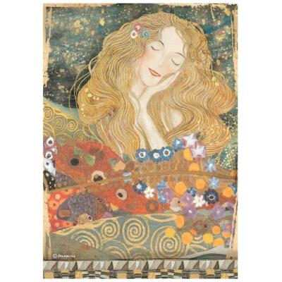  Papel Arroz  Stamperia A-4  Klimt del Friso de Beethoven