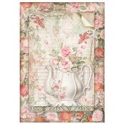  Papel Arroz   Stamperia A-4 Casa Granada  tetera con flores