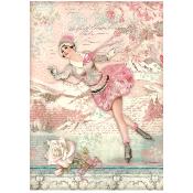  Papel Arroz  Stamperia A-4 Sweet winter patinadora
