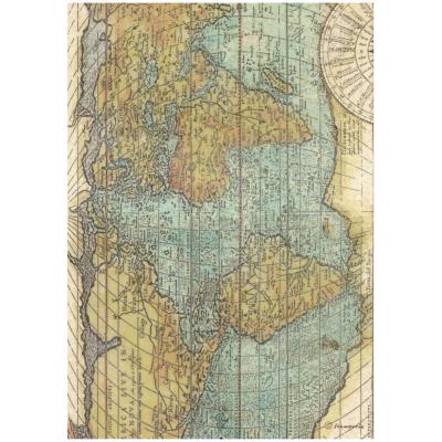  Papel Arroz   Stamperia A-4 Around the World Map 