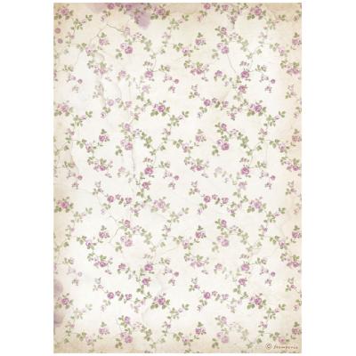 Papel de Arroz Lavender fondo de flores pequeñas Stamperia A-4 