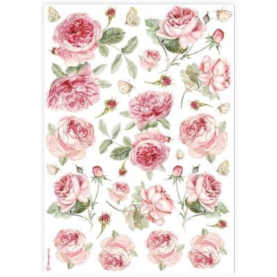 Papel de Arroz textura de rosas inglesas Stamperia A-4 