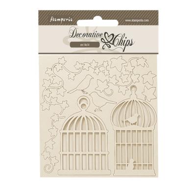 Decorative Chips 14x14 cms Stamperia Golden Harmony jaulas