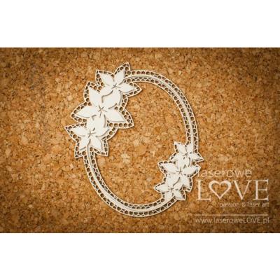 Chipboard - Oval frame - Flower
