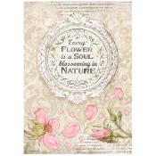  Papel Arroz   Stamperia A-4  Romantic Garden House marco con frase