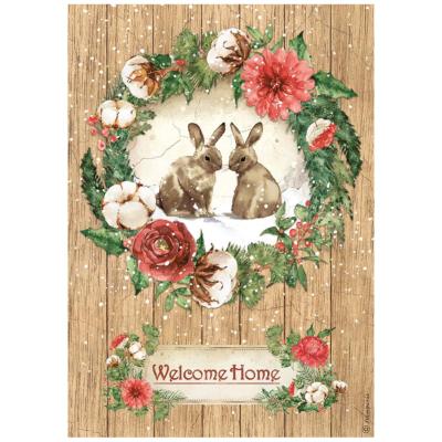  Papel Arroz  Stamperia A-4 Romantic Home for the Holidays Welcome Home