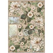  Papel Arroz  Stamperia A-4 Vintage Library Flores y Cartas 
