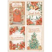  Papel Arroz   Stamperia A-4 All Around Christmas 4 tarjetas