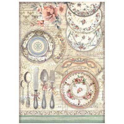 Papel de Arroz Brocante Antique Stamperia A-4 Platos de Cerámica