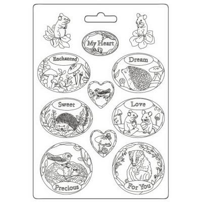 Stamperia Soft Mould A4 Blue Woodland platos ovalados