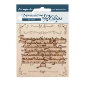 Decorative Chips Stamperia 14x14  cms. Vintage Library Cartas