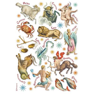  Papel Arroz  Stamperia A-4 Cosmos Infinity signos del zodiaco