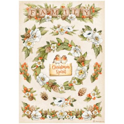  Papel Arroz   Stamperia A-4 Winter Valley guirnaldas familiares
