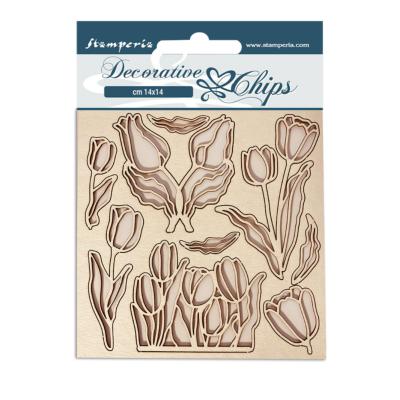 Decorative Chips Stamperia 14x14  cms. Romantic Garden House  flores
