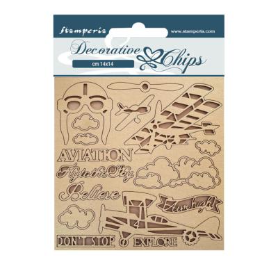 Decorative Chips Stamperia 14x14  cms. Sir Vagabond Aviator Avion 