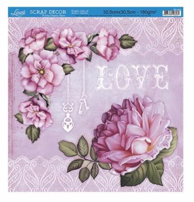 Papel Scrap Litoarte " Flores 3"