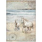 Papel de Arroz Silent Sea Caballos Stamperia A-4