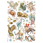  Papel Arroz  Stamperia A-4 Cosmos Infinity signos del zodiaco
