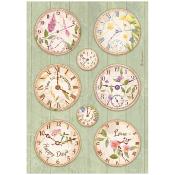  Papel Arroz  Stamperia A-4 Create happiness welcome home relojes