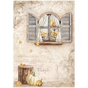 Papel de Arroz Golden Harmony Ventana stamperia
