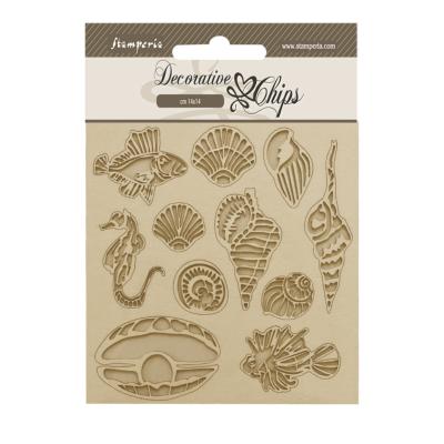 Decorative Chips Stamperia 14x14  cms. Songs of the Sea conchas y peces
