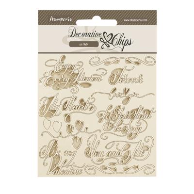 Decorative Chips Stamperia 14x14  cms. Romance forever mensajes