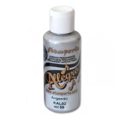 Pintura acrilica Allegro Stamperia Silver metallic