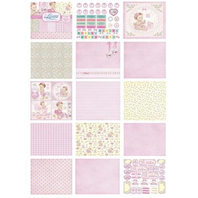 Pack 18 hojas papeles 30x30 Bebe Niña Litoarte