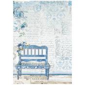 Papel Arroz   Stamperia A-4 Blue Land banco
