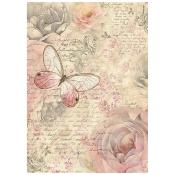 Papel de Arroz Shabby Rose Stamperia A-4 mariposas