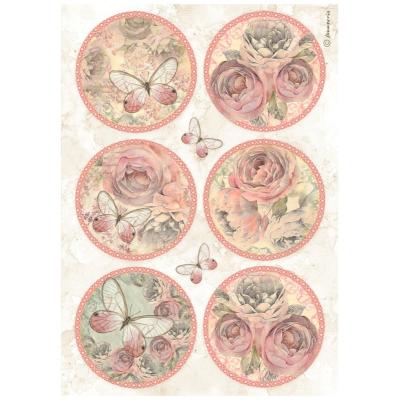 Papel de Arroz Shabby Rose Stamperia A-4 circulos