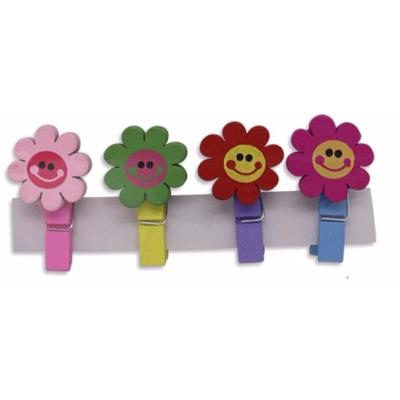 Mini pinzas de madera decoradas flores