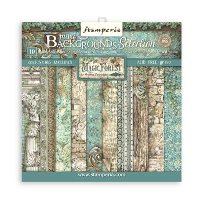 kit de Papeles  Stamperia 30 x30 Maxi background Magic Forest