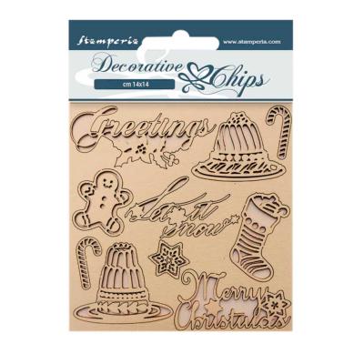 Decorativa Chips  Stamperia 9.5x9.5 cms Classic Christmas