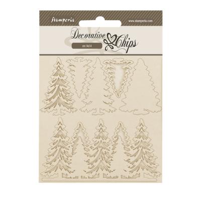 Decorative Chips 14x14 cms Stamperia Gear up for Christmas arboles