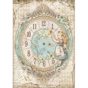  Papel Arroz Stamperia A-4 Alice reloj