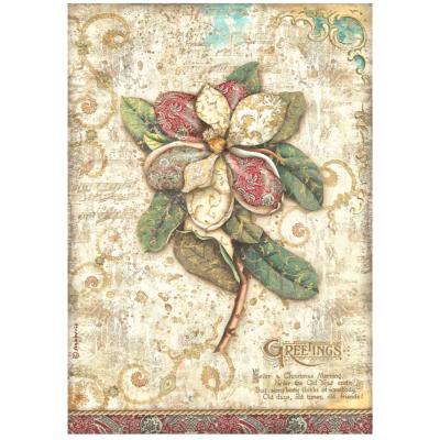  Papel Arroz   Stamperia A-4 Christmas Greetings flor