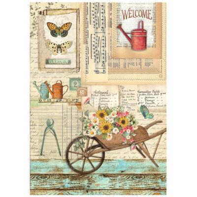 Papel de Arroz Garden Stamperia A-4 Carretilla