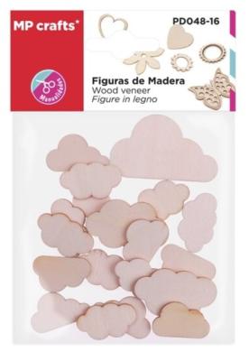 Set de 19 figuras de madera nubes