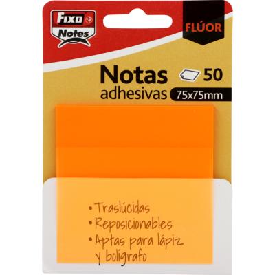 Notas Adhesivas Traslúcidas Naranja Fluor FixoNotes