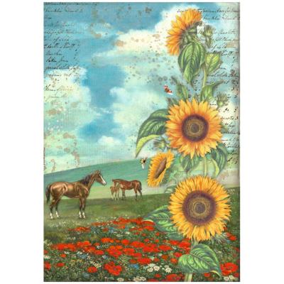  Papel Arroz   Stamperia A-4  Sunflower Art and Horses