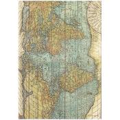  Papel Arroz   Stamperia A-4 Around the World Map 