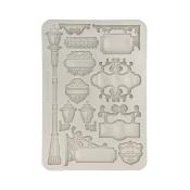Stamperia Silicone mold A5 Art of Travelling etiquetas