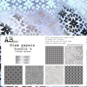Kit de papeles ABstudio -  Glam papers bundle Silver 4 (6 hojas)