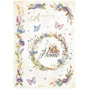  Papel Arroz  Stamperia A-4 Create happiness welcome home guirnalda